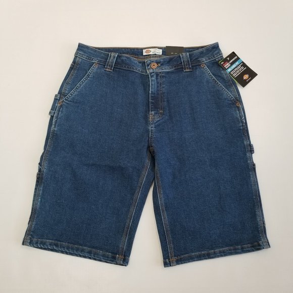 Dickies Denim Carpenter Shorts Flex Fabric Size 8 Relaxed Fit NWT - Picture 1 of 4